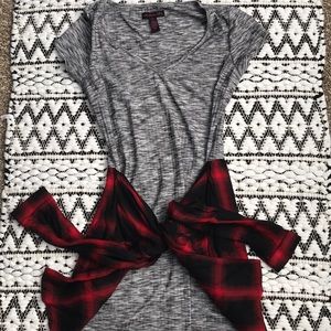 Material Girl gray and black and red tunic